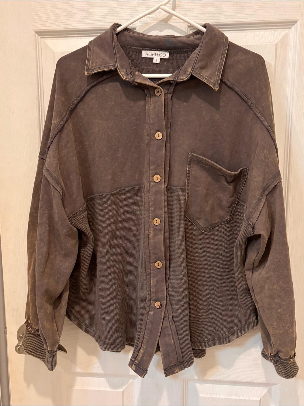 AEMI+Co Washed Button up